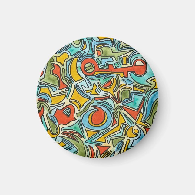 Schatztruhe - Fette Farbige Wasserfarbenkunst Magnet (Vorne)