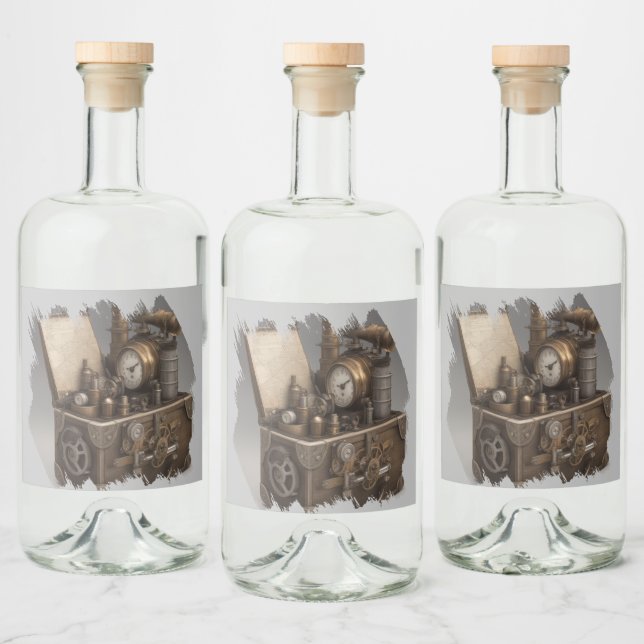 Schatztruhe mit Gängen Alkoholflaschenetikett (Flaschen)