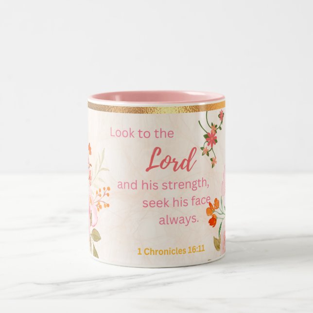 Schau auf den Herrn nach Stärke Zweifarbige Tasse (Mittel)