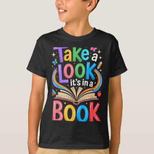 Schau in einem Buch Regenbogen Kunst Buchwurm T-Shirt