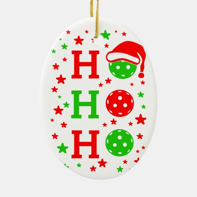Schau mal in den Hallen mit Pickleballs Weihnachte Keramik Ornament (Hinten)
