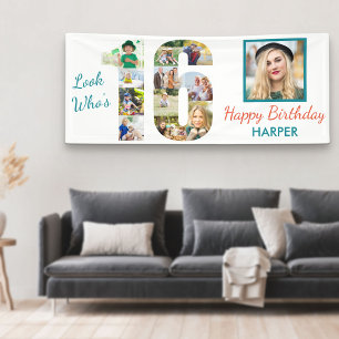 Schau mal, wer 16 ist Foto-Collage 16. Geburtstags Banner