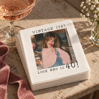 Schau mal, wer 40 Vintage-Kindheitsfoto zum Geburt Serviette