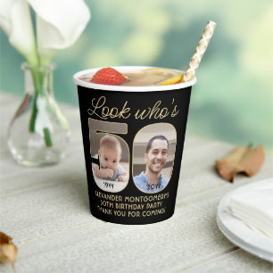 Schau mal, wer 50 ist Schwarz & Gold Alles Gute zu Pappbecher