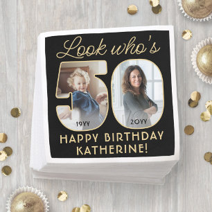 Schau mal, wer 50 ist Schwarz & Gold Alles Gute zu Serviette