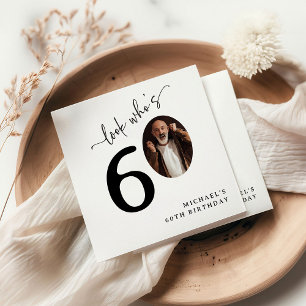 Schau mal, wer 60 ist! Moderne Foto 60. Geburtstag Serviette
