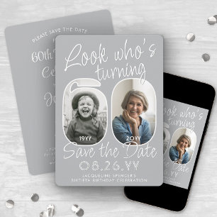 Schau mal, wer 60 ist Moderne Foto-Nummern Geburts Save The Date