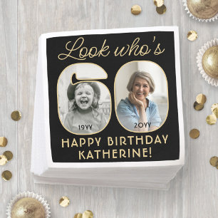 Schau mal, wer 60 ist Schwarz & Gold Alles Gute zu Serviette