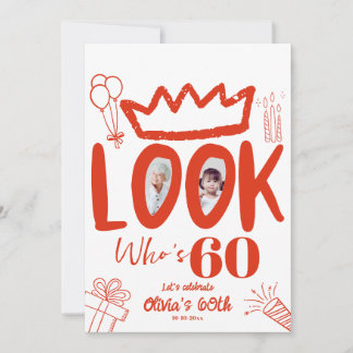 Schau mal, wer 60 wird! Moderne Foto-Einladung zum Einladung