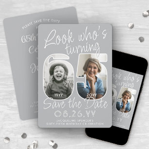 Schau mal, wer 65 ist Moderne Foto-Nummern Geburts Save The Date