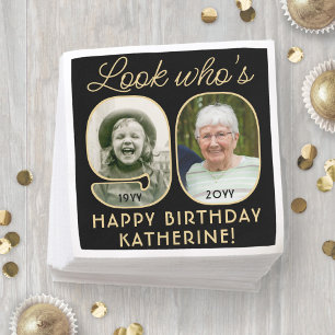 Schau mal, wer 90 ist Schwarz & Gold Alles Gute zu Serviette