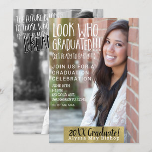 Schau mal, wer graduiert ist Vollbild-Foto Abschlu Einladung