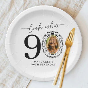 Schau mal, wer neunzig ist Foto 90. Geburtstag Pappteller