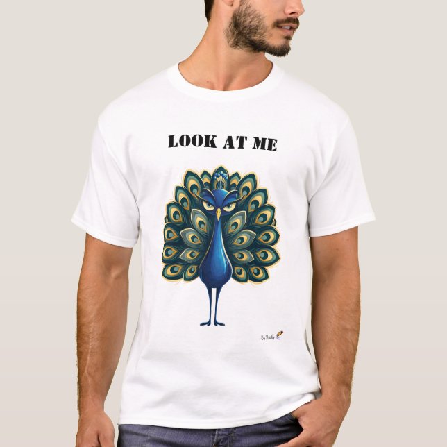 Schau Mich Lustig Pfau T-Shirt (Vorderseite)