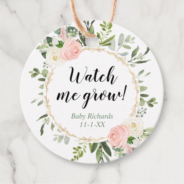 Schau mir zu, wie ich grünes Gold pink eucalyptus  Geschenkanhänger (Vorderseite)