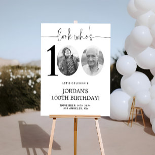 Schau wer 100 ist Foto 100. Geburtstags-Willkomm Poster