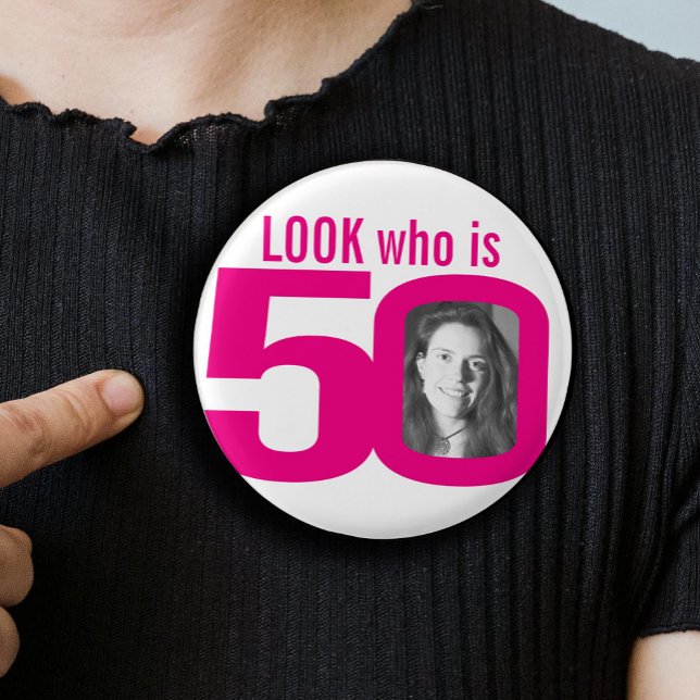 Schau, wer 50 Foto rosa ist Button (Von Creator hochgeladen)