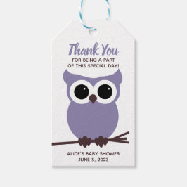 Schau, wer fast fällig ist! Lila Babydusche Geschenkanhänger