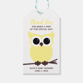 Schau, wer fast fällig ist! Yellow Owl Babydusche Geschenkanhänger