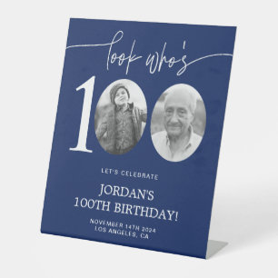 Schau, wer ist 100 Blue 100. Geburtstag Sockelschild