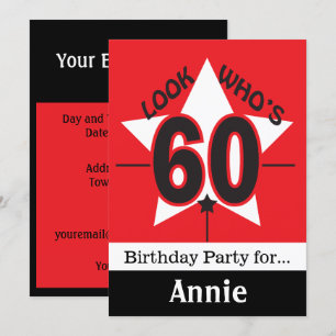 Schau, wer ist 60   60. Geburtstag   DIY Text Einladung