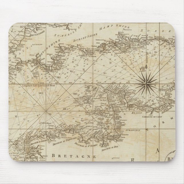 Schaubild des britischen Ärmelkanals Mousepad (Vorne)