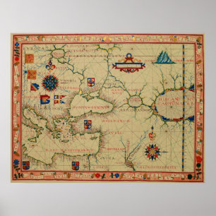 Schaubild des portugiesischen Kartographen 1570 Poster