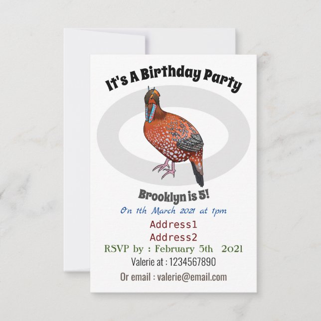 Schaubild des tragopanischen Cartoon von Cabot Einladung (Vorderseite)