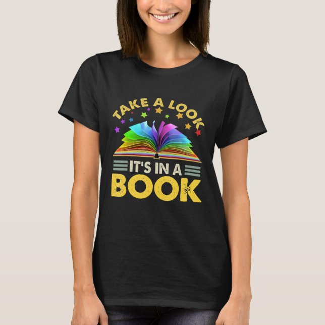 Schauen Sie in einem Buch, das Retro Rainbow VI li T-Shirt (Vorderseite)