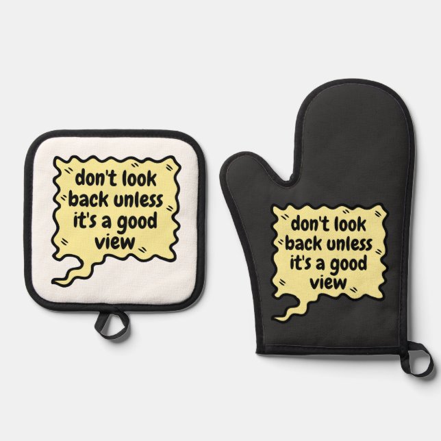 schauen Sie nicht zurück, es sei denn, es\s ist ei Ofenhandschuh & Topflappen-Set (Vorderseite)