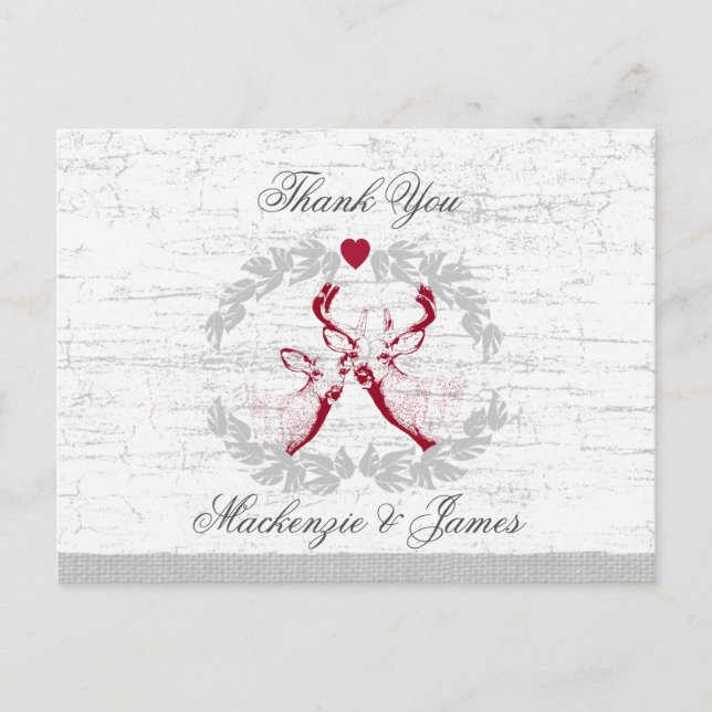 Schauen Sie sich bei Hirsch und Kranz Birch Danke Postkarte (Vorderseite)