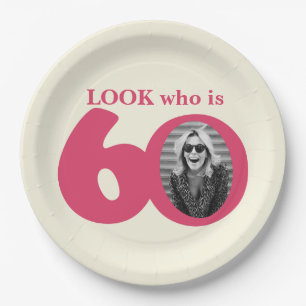 Schauen Sie sich die 60. Geburtstagsfoto-Creme-Ros Pappteller