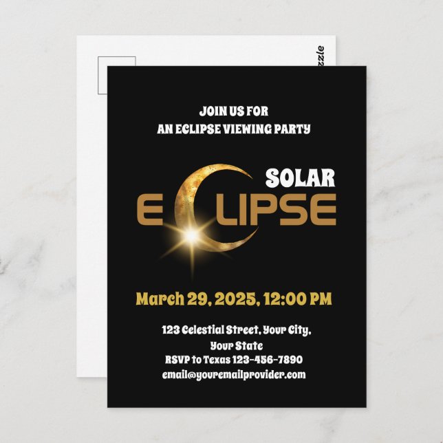 Schauen Sie sich die teilweise Solar-Eclipse 3.29. Postkarte (Vorne/Hinten)