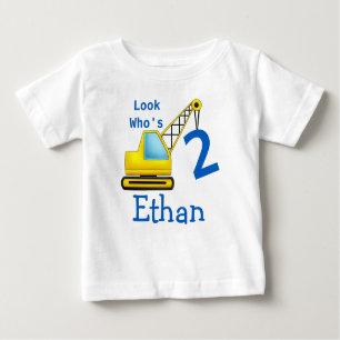 Schauen Sie, wer 1 zweites Bau-Auto des Baby T-shirt