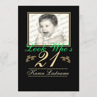 Schauen Sie, wer 21 Foto ist Einladung