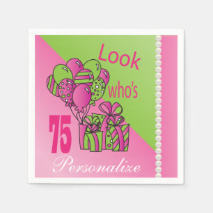 Schauen Sie, wer 75% pipe% 75. Geburtstag ist Serviette