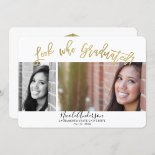 Schauen Sie, wer Abschluss 2 Foto Celebration Einladung