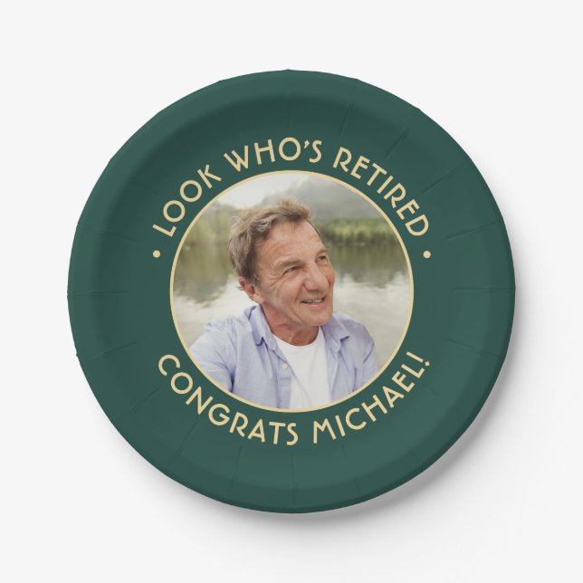 Schauen Sie, wer das Foto für das grüne Party für  Pappteller (Vorderseite)