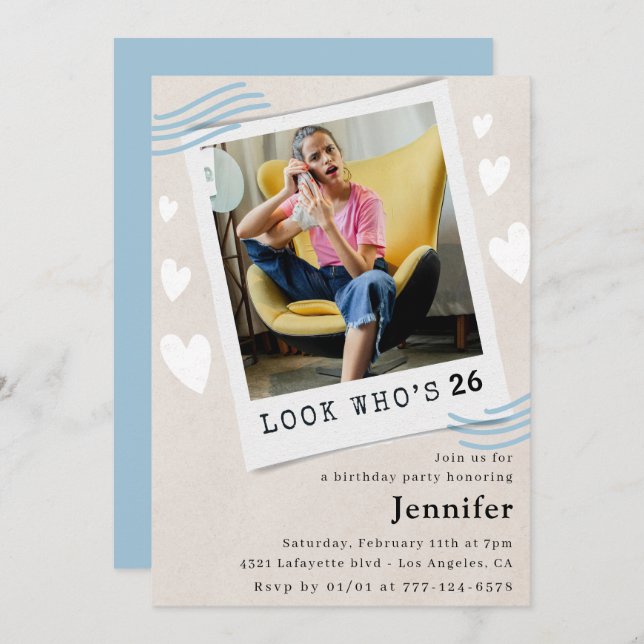 Schauen Sie, wer die Einladungen zum 26. Geburtsta (Vorne/Hinten)