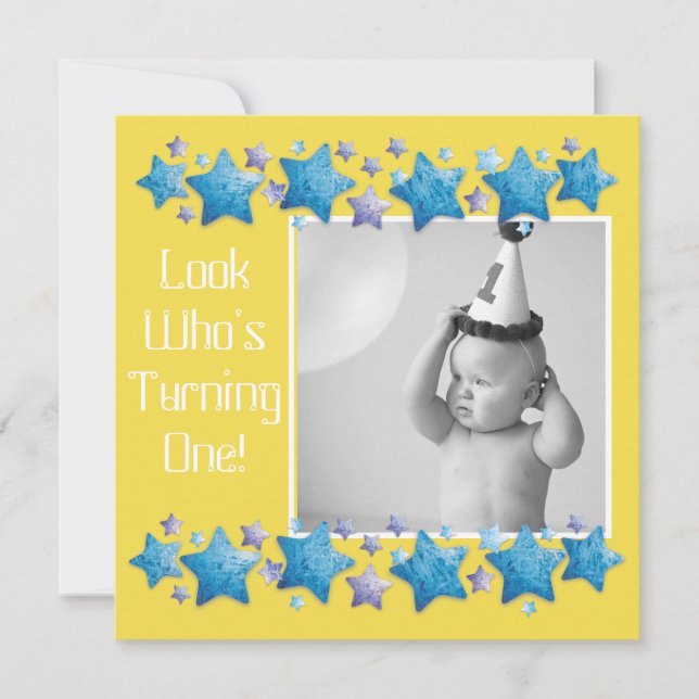 Schauen Sie, wer die Wende 1 macht, erste Geburtst Einladung (Vorderseite)