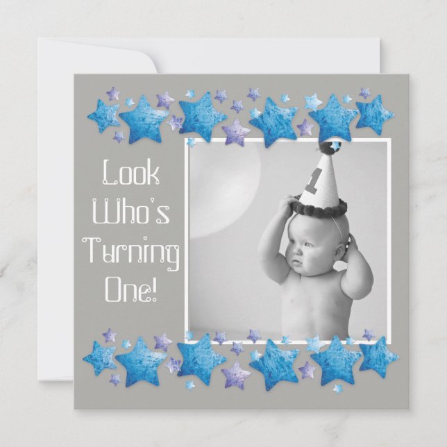 Schauen Sie, wer die Wende 1 macht, erste Geburtst Einladung (Vorderseite)