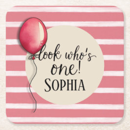 Schauen Sie, wer ein Geburtstag hat Rechteckiger Pappuntersetzer