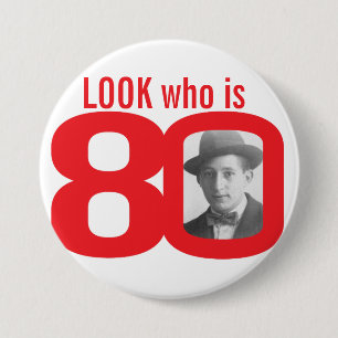 Schauen Sie, wer roter und weißer Knopf des Fotos Button