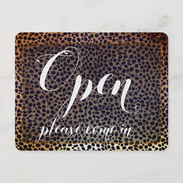 Schaufenster-Leopard-Hängeschild Öffnen und Schlie (Vorderseite)