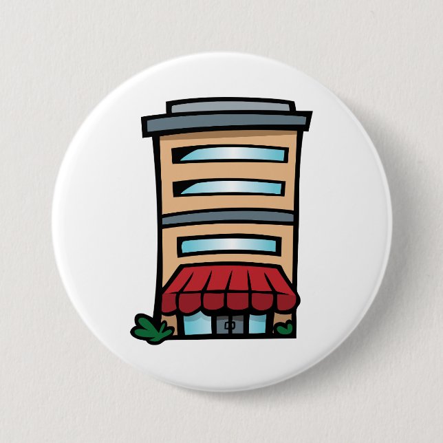 Schaufenster und Bürogebäude Button (Vorderseite)