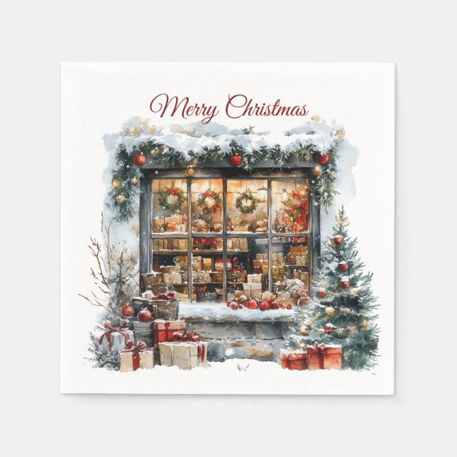 Schaufenster Weihnachtsgeschäft  Serviette (Vorderseite)