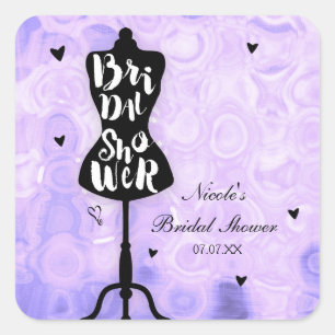 Schaufensterpuppe Ständer Vintage Retro Lila Braut Quadratischer Aufkleber