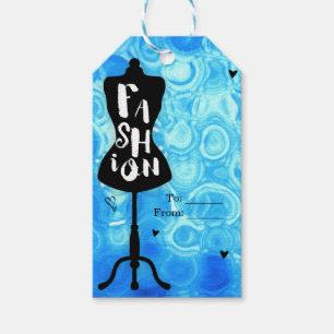Schaufensterpuppenständer Vintage Retro Blau MODE  Geschenkanhänger