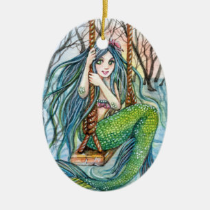 Schaukel - Meerjungfrau Art Keramik Ornament