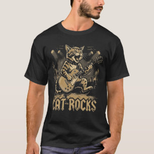 Schaukelkatze Gitarre Lustiges Musik Tier Design T-Shirt